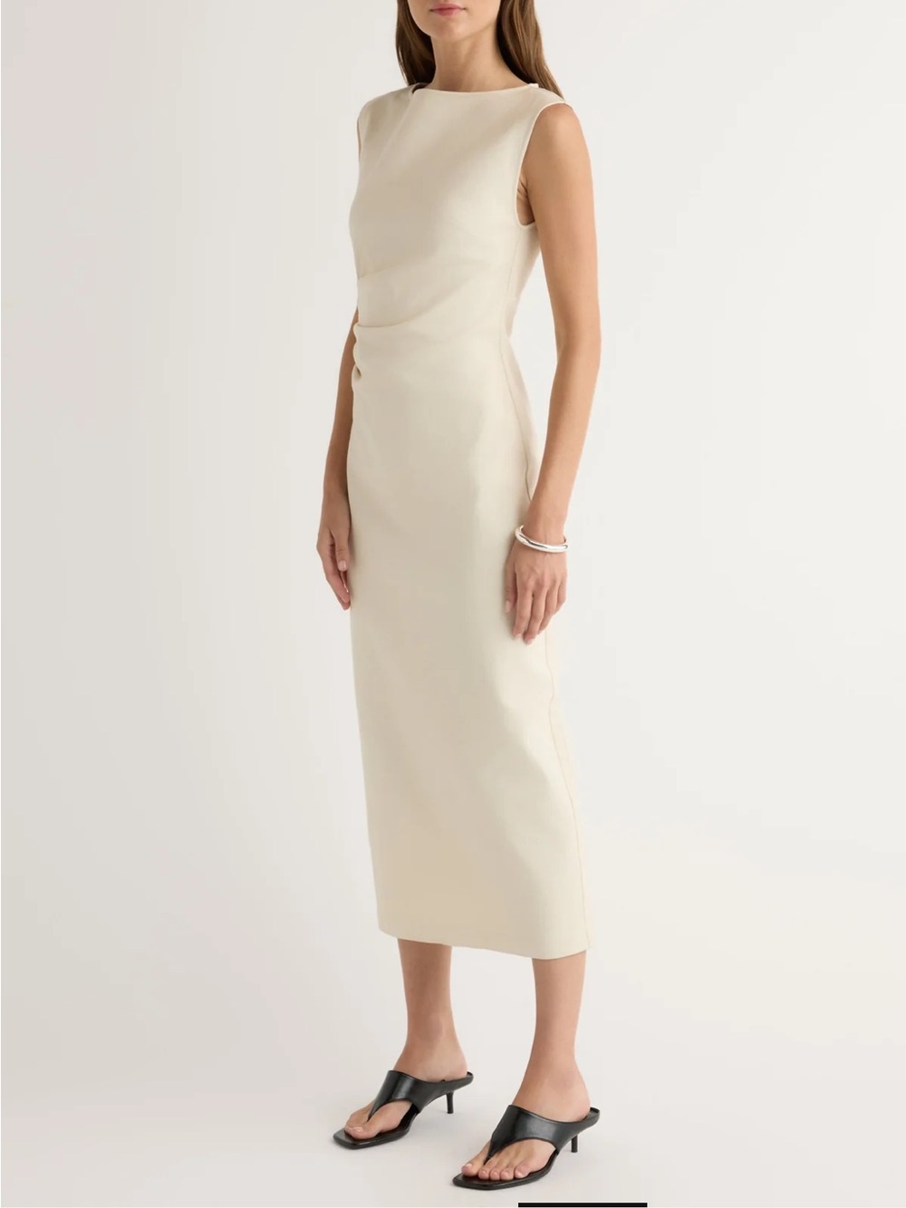 Sleeveless Cream Sheath Midi Dress in Petite Small by Modern Citizen